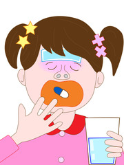 子供が薬を飲む