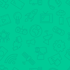 Background with technology icons.