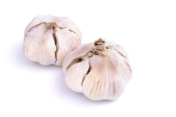 White garlic on white background
