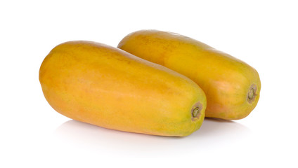 two ripe papaya isolated on a white background
