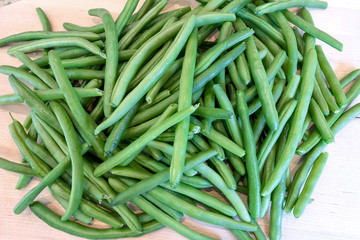 String Beans on Chopping Board Closeup