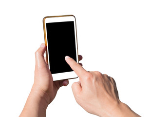 Touch screen mobile phone, in hand