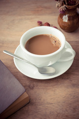 cup of coffee on work table