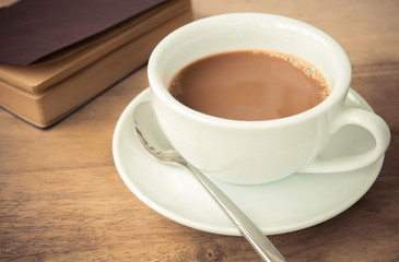 cup of coffee on work table