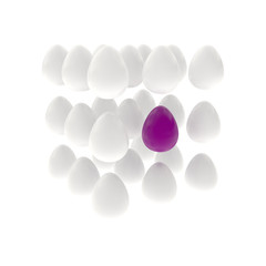 Happy easter eggs, poster, colored realistic eggs, white background, holiday card, isolated