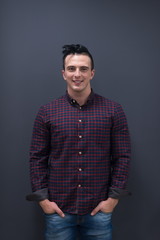 portrait of young startup business man in plaid shirt