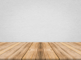 Wooden tabletop at tropical paper texture wall,Template mock up for display of product,Business presentation.