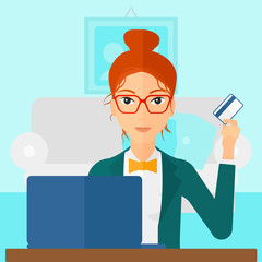 Woman making purchases online.