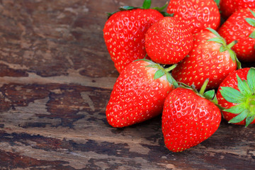 strawberries on the wooden background
