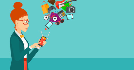 Woman making purchases online.