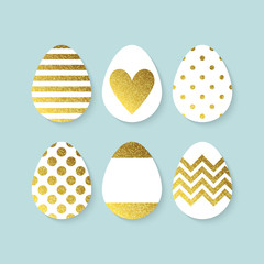 Easter eggs decoration with gold. Isolated vector illustration