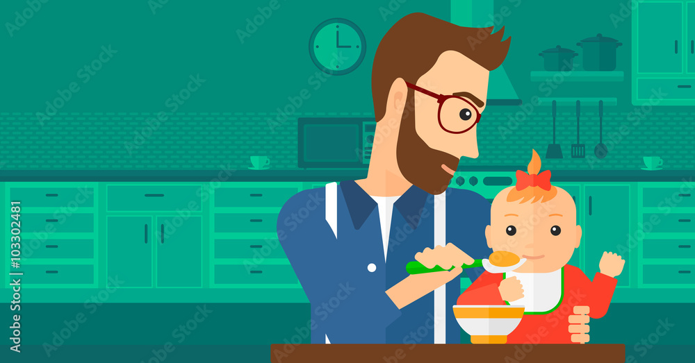 Canvas Prints man feeding baby.