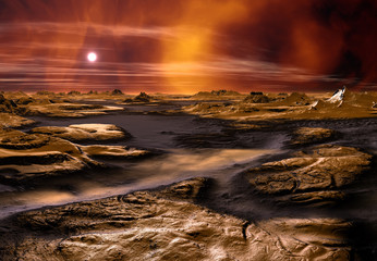 Fototapeta na wymiar Alien Planet - Fantasy Landscape