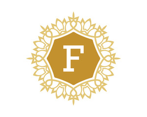 F initial royal letter logo