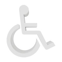 Icon wheelchair isolated on white background. 3d rendering close-up
