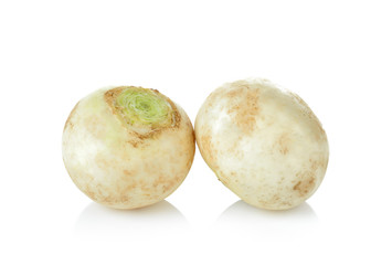 Mini white turnips on white background