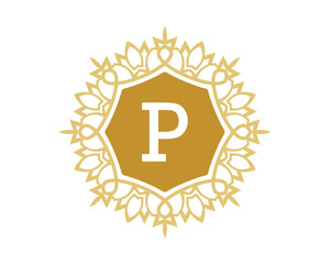 P initial royal letter logo
