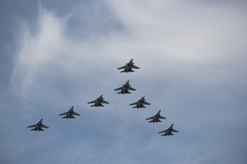 Fototapeta na wymiar Russian war planes, year 2015