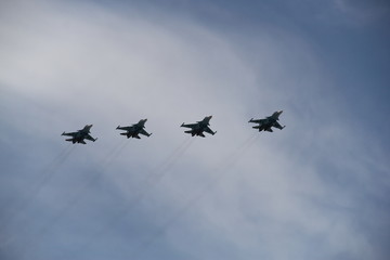 Fototapeta na wymiar Russian war planes, year 2015