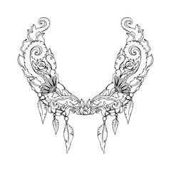 Obraz premium Floral pattern on collar, neck print. Boho style. Vector illustration 