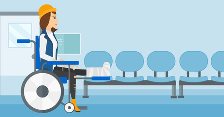 Patient sitting in wheelchair.