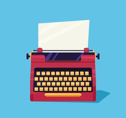 Mid century illustration with retro typewriter and paper sheet