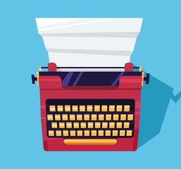 Mid century illustration with retro typewriter and paper sheet