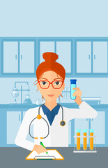 Laboratory assistant working. 