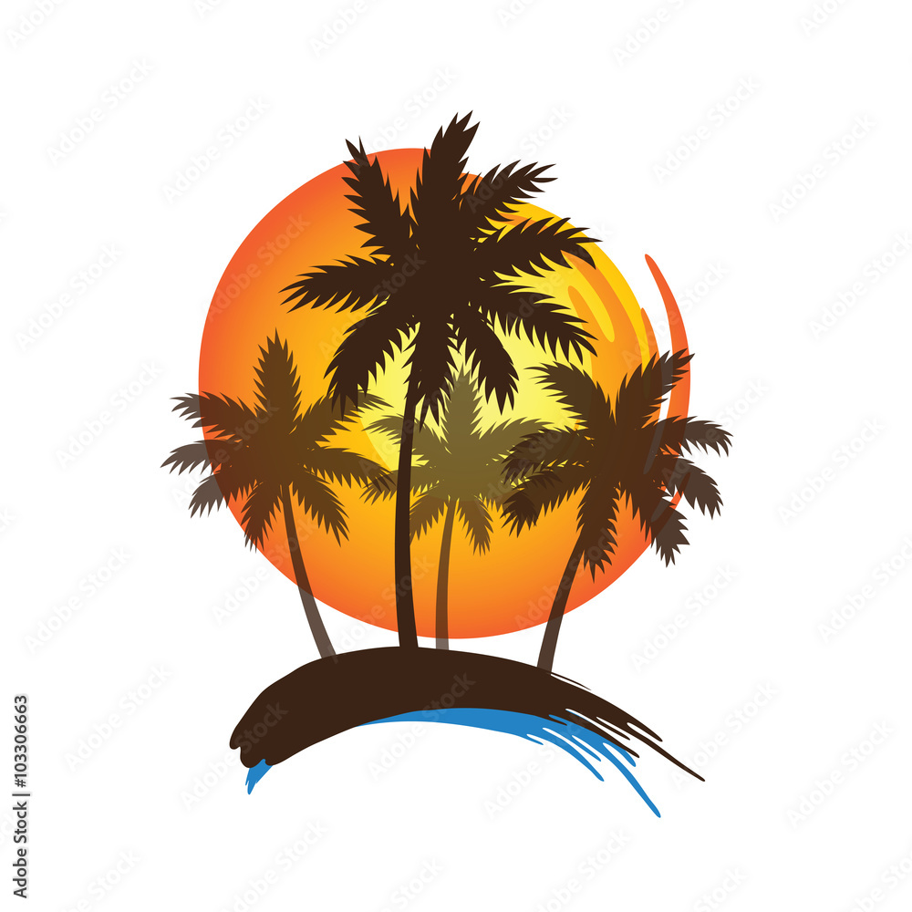 Wall mural palm trees sunset