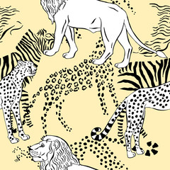 Seamless pattern savanna animals