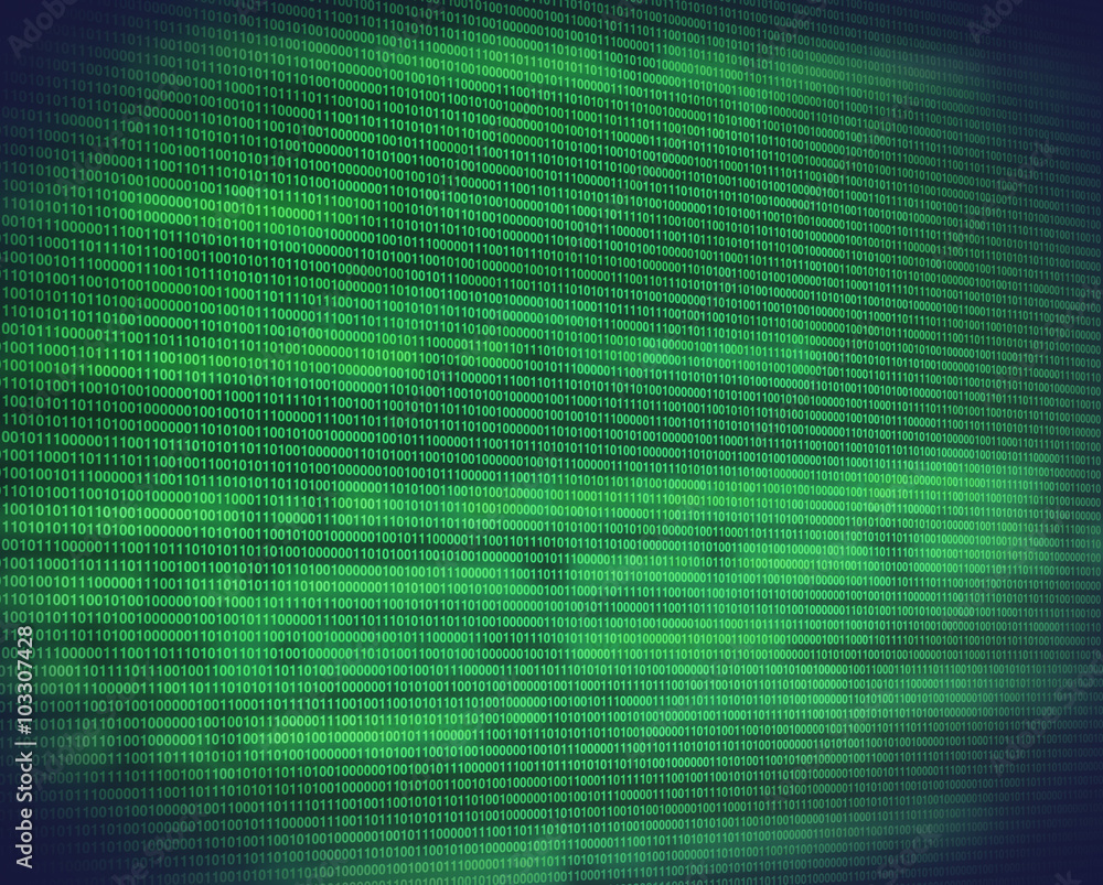 Poster abstract binary green code on digital screen
