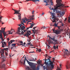 Fototapeta premium seamless abstract flowers,oil panting style