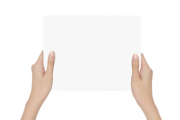 A hands holding a blank paper