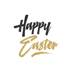 Easter sign - Happy Easter. Easter wishe overlay, lettering label design. Retro holiday badge. Hand drawn emblem. Isolated. Religious holiday sign. Easter photo overlays design for web, print