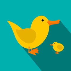 Yellow ducklings flat icon