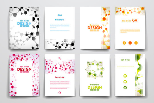 Set of brochure, poster design templates in DNA molecule style