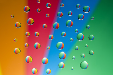 multicolored drops of water on color  background