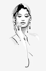 Foto op Canvas Tekening van een mooie vrouw © Isaxar