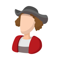 Christopher Columbus costume icon, cartoon style