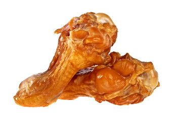 Smoked chicken wings isolated on white background