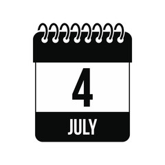 4 July Calendar, Independence Day USA icon