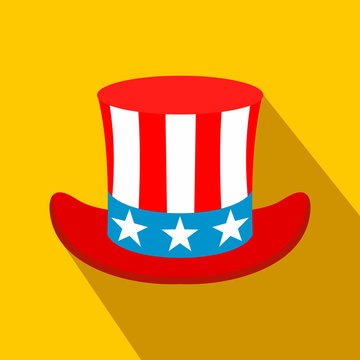 Hat in the USA flag colors flat icon 
