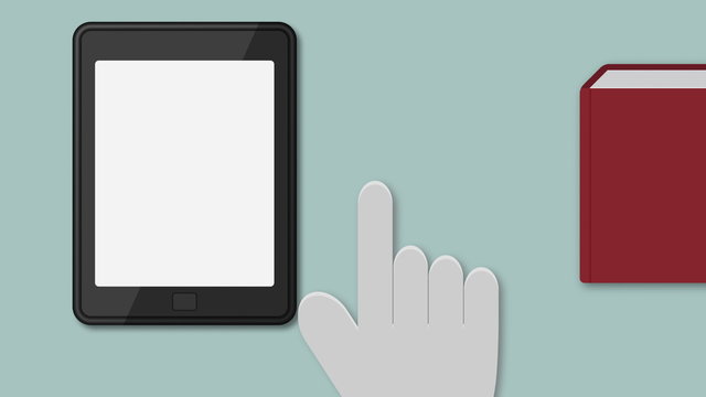 concept of loading ebooks onto an ereader, loop animation