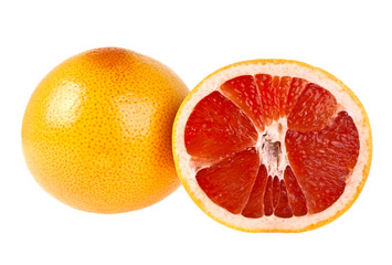 Grapefruit with half isolated on white background