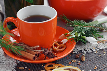 Cup of coffee with cookies