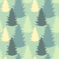 Obraz premium Seamless pattern with spruce trees 