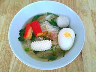  Yentafo noodle with egg is a Hakka Chinese cuisine  