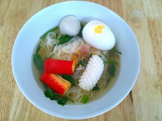  Yentafo noodle with egg is a Hakka Chinese cuisine  