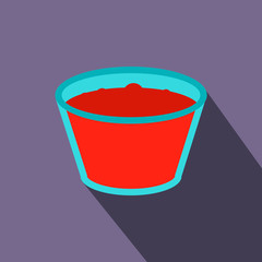 Glass of red apple juice flat icon