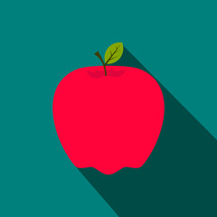 Red apple flat icon with shadow